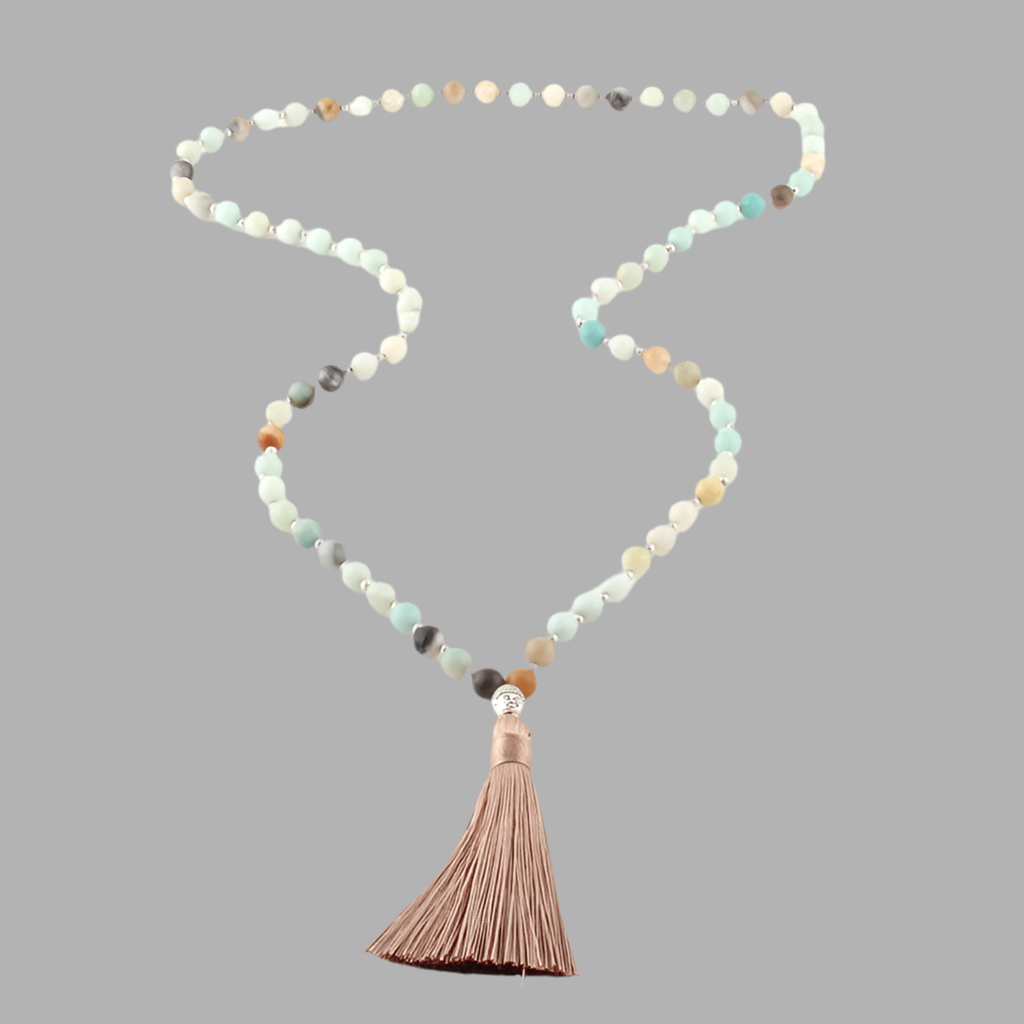 BUDDHA Amazonit Mala-Kette