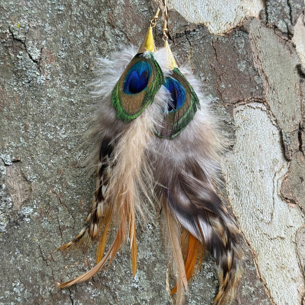 Boho Ohrringe mit Federn - Bohemian Style Schmuck von Juwelanda