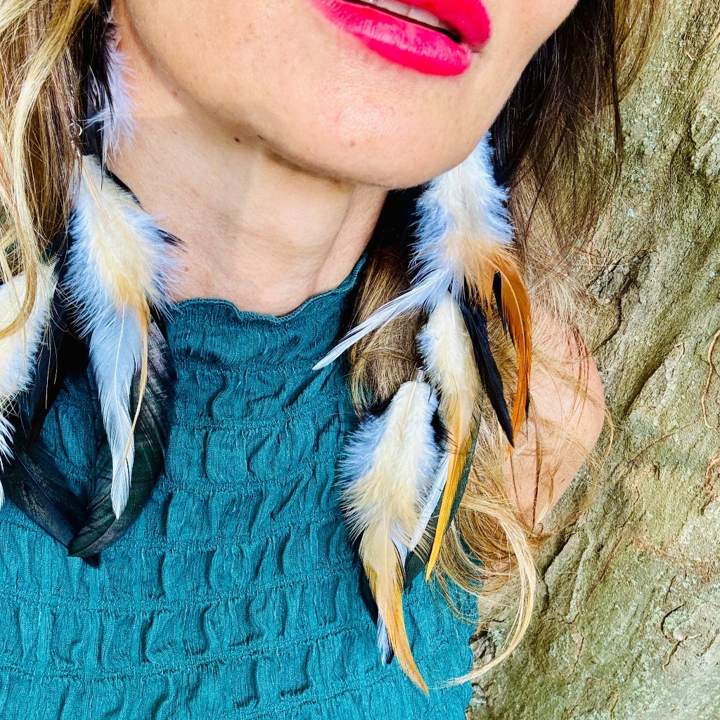 Boho Ohrringe mit Federn - Bohemian Style Schmuck von Juwelanda