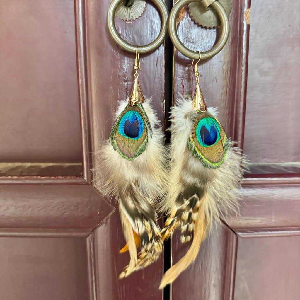 Boho Ohrringe mit Federn - Bohemian Style Schmuck von Juwelanda