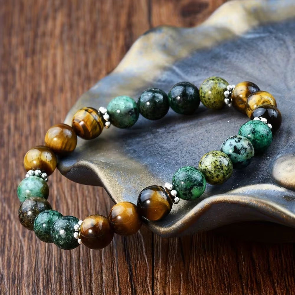KRAFT & BALANCE – Tigerauge & Afrikanischer Türkis Armband Juwelanda - spiritueller Schmuck