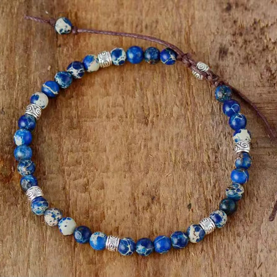 Juwelanda KRAFTQUELLE – Tibetisches Energie-Armband aus echtem Emperor Stone BLAU