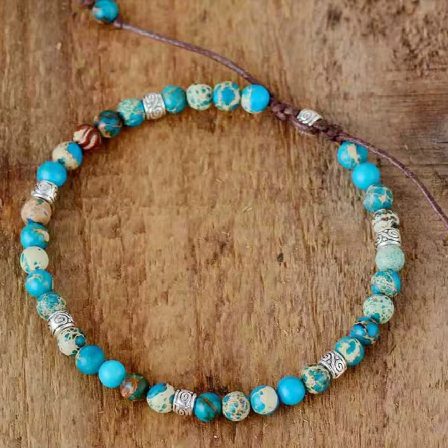 Juwelanda KRAFTQUELLE – Tibetisches Energie-Armband aus echtem Emperor Stone Türkis