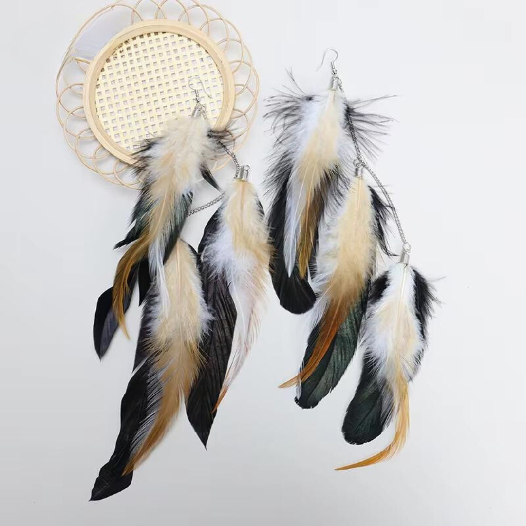 WILDE SEELE - BOHO Ohrringe mit langen Federn