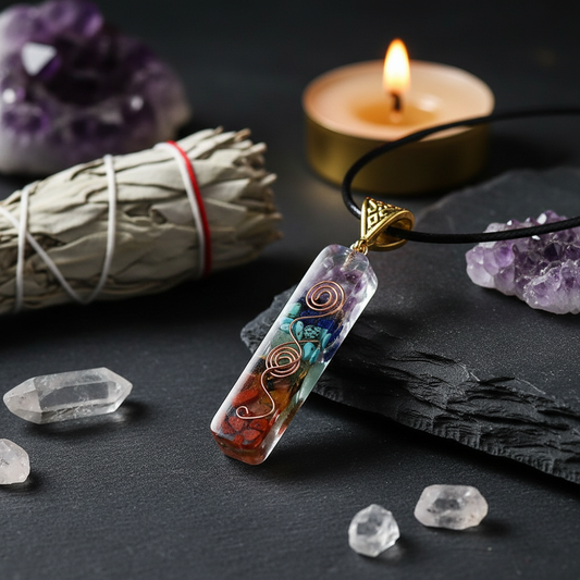 7 Chakra Orgonit Anhänger | Heilsteine & Kupfer | JUWELANDA®