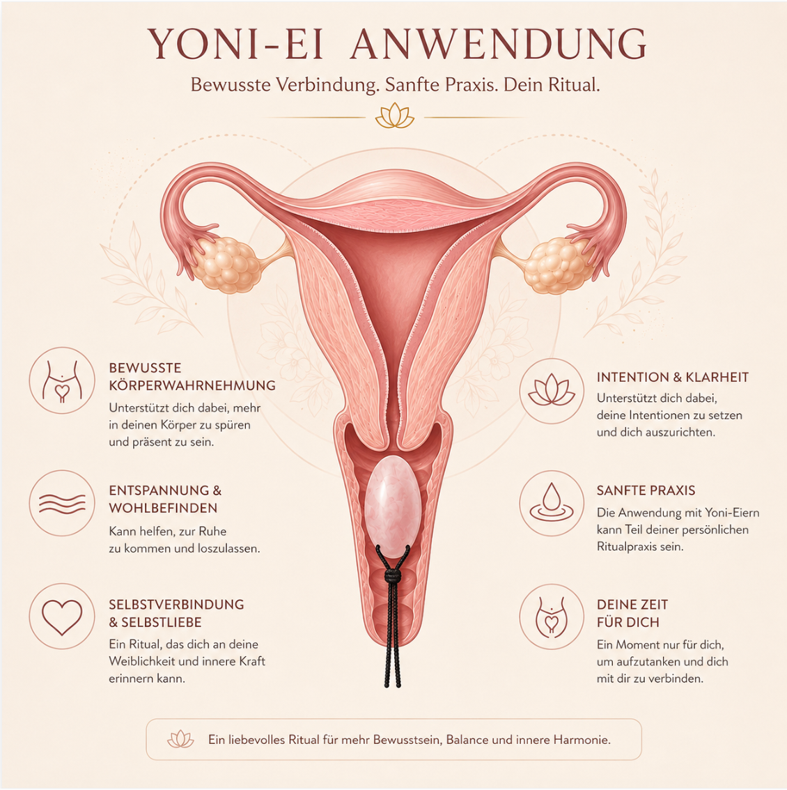 Yoni-Ei Anwendung – Illustration zur bewussten Körper- und Beckenbodenpraxis