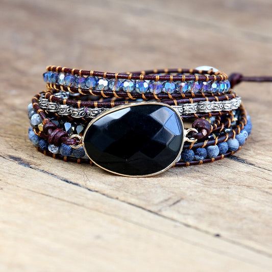 SELBSTBEWUSSTSEIN - Onyx Wickelarmband - Juwelanda