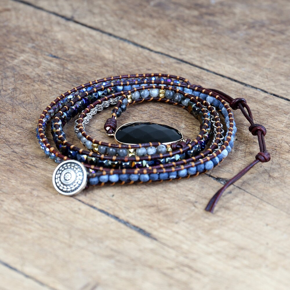 SELBSTBEWUSSTSEIN - Onyx Wickelarmband - Juwelanda