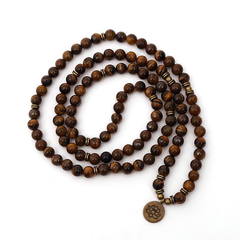 TIGERAUGE Mala - 108 Perlen - Lotus - Juwelanda