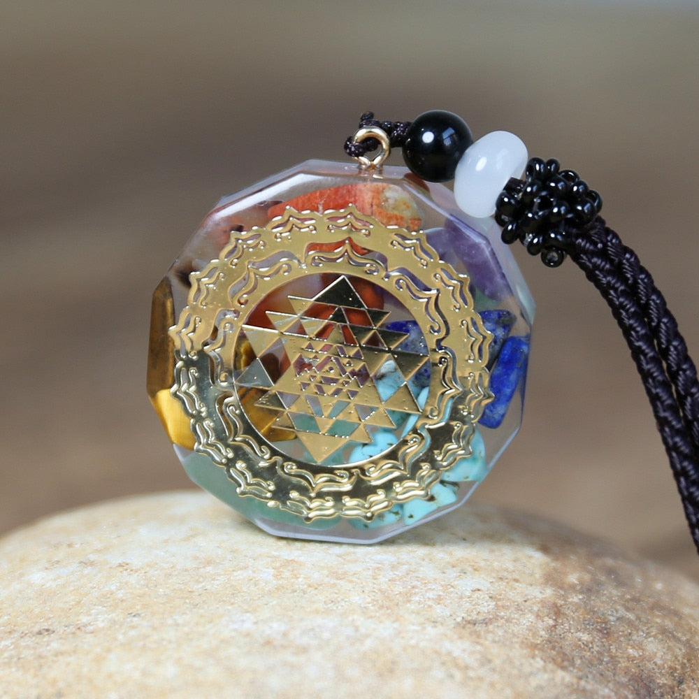 SRI YANTRA Orgonit Anhänger - Heilige Geometrie - Halskette - Juwelanda