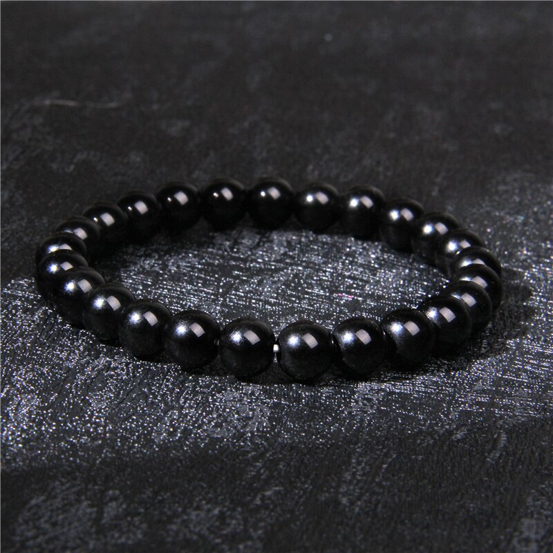 Schwarzes Onyx-Armband mit elastischem Band