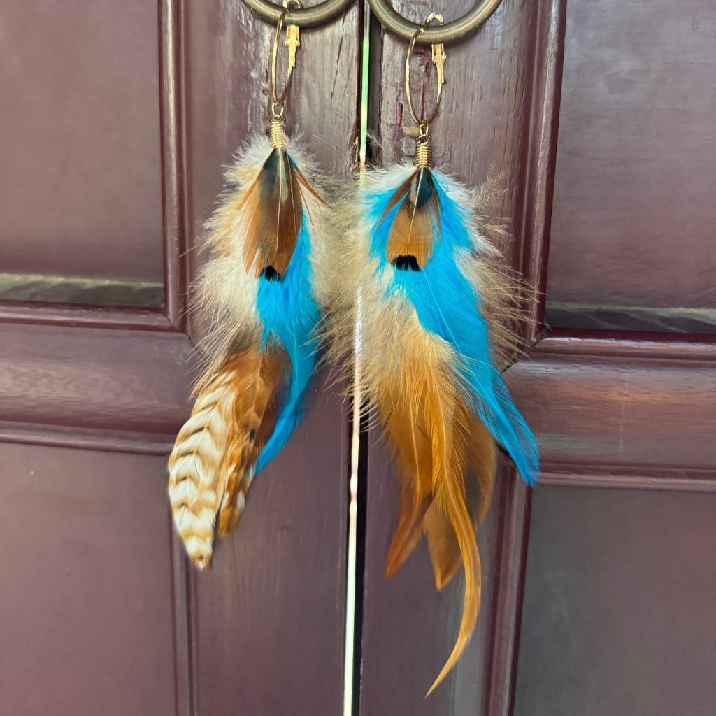 BOHO Ohrringe mit langen Federn - Bohemian Schmuck von Juwelanda