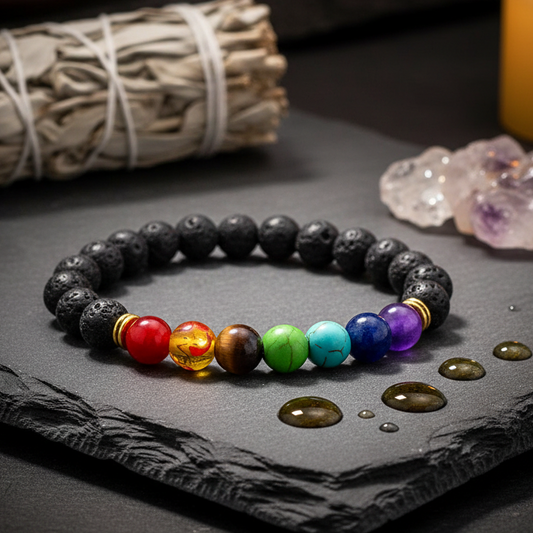 7 Chakra Armband Lavasteine