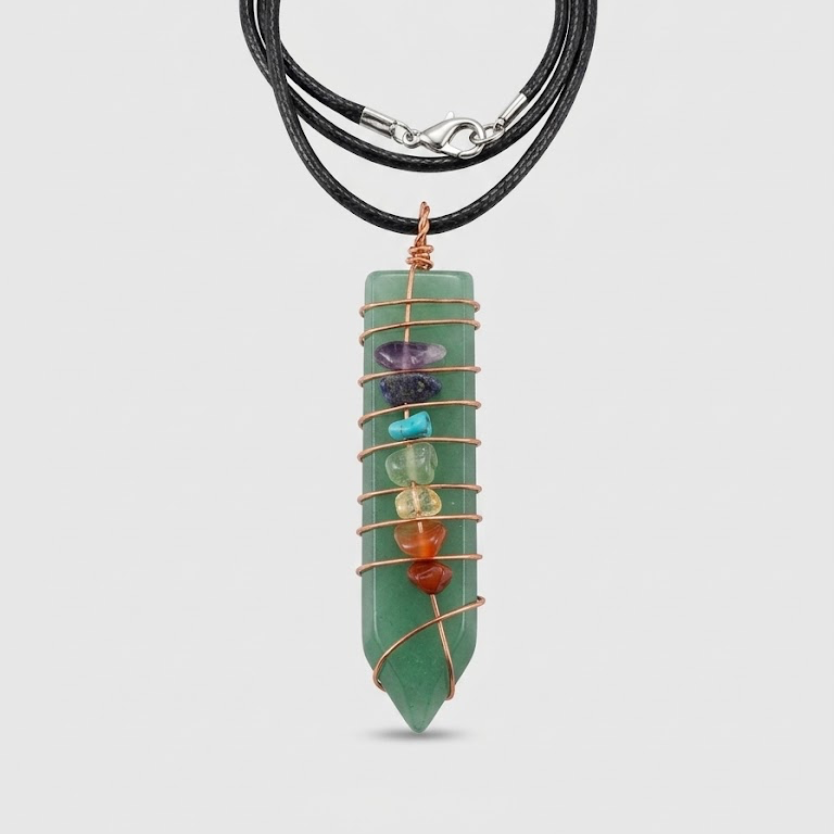 CHAKRA Aventurin-Halskette mit grünem Naturstein-Anhänger