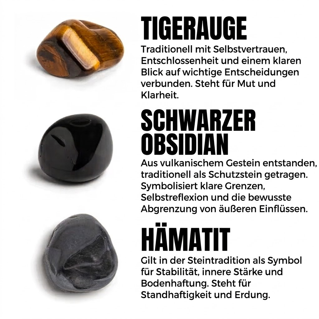 Dreifacher Schützer Armband - Tigerauge - Obsidian - Haematit - Eigenschaften