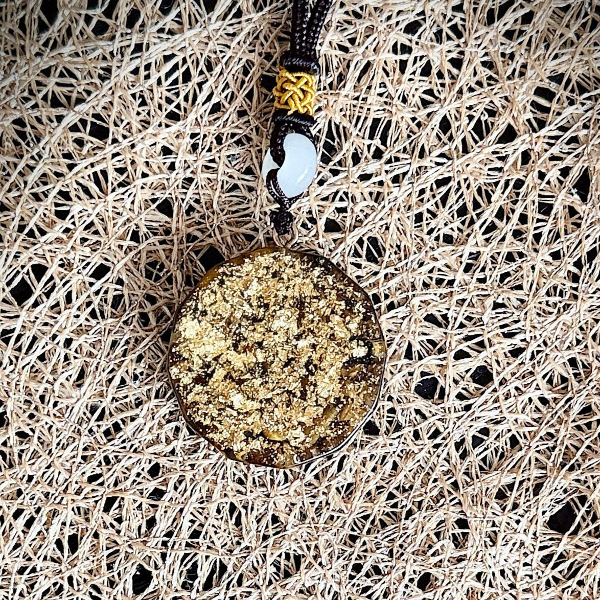 SRI YANTRA Orgonit Anhänger - Heilige Geometrie - Halskette Tigerauge