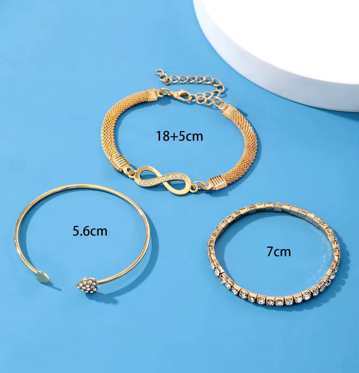 HERZKLANG – goldenes Zirkonia-Armband-Set der Liebe und Unendlichkeit