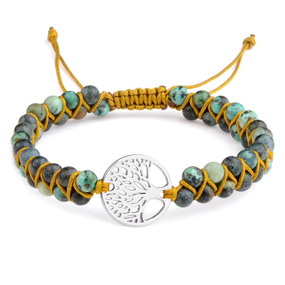Grün-türkises Jaspis-Armband in Silberoptik