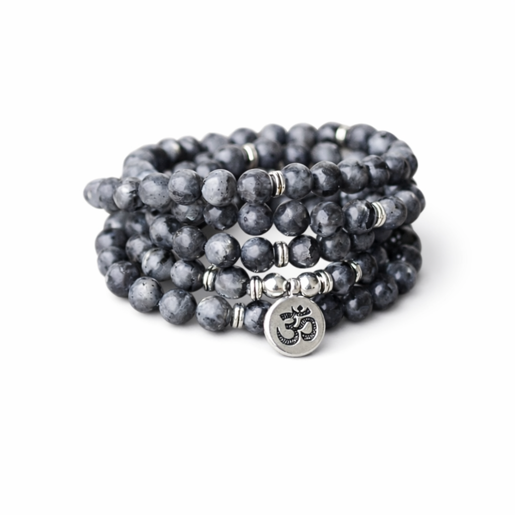LABRADORIT Mala "OM" - 108 Perlen