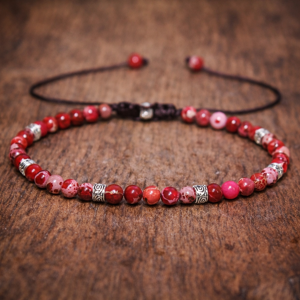KRAFTQUELLE ROT – Tibetisches Energie-Armband JUWELANDA - spiritueller Schmuck 
