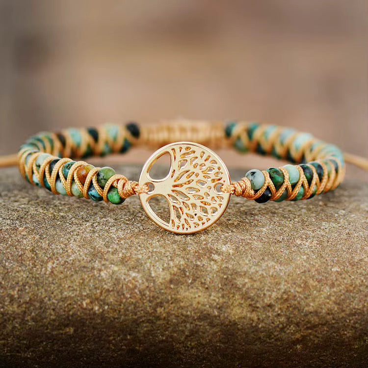 Grün-türkises Jaspis-Armband in Goldoptik