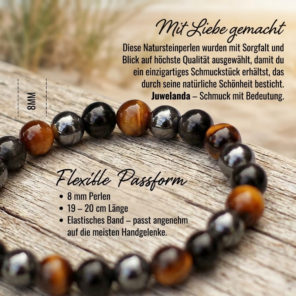 DREIFACHER SCHÜTZER Tigerauge - Hämatit - Schwarzer Obsidian