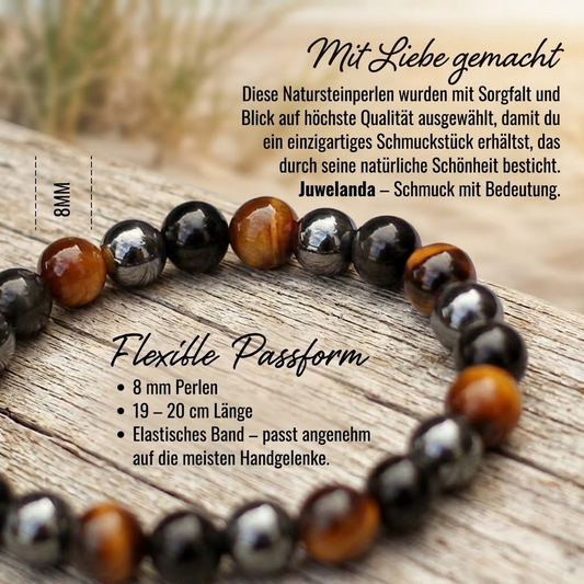 DREIFACHER SCHÜTZER Tigerauge - Hämatit - Schwarzer Obsidian