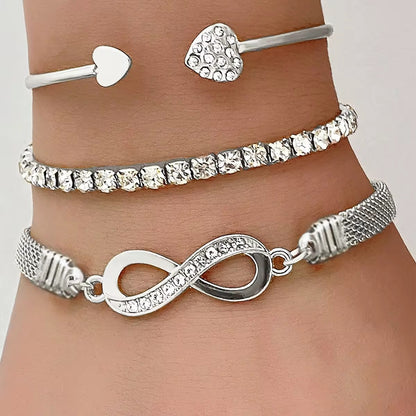 JUWELANDA INFINITY HERZGLANZ – 3-teiliges Zirkonia-Armband-Set