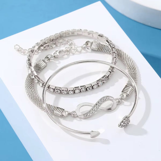 Juwelanda INFINITY HERZGLANZ – 3-teiliges Zirkonia-Armband-Set