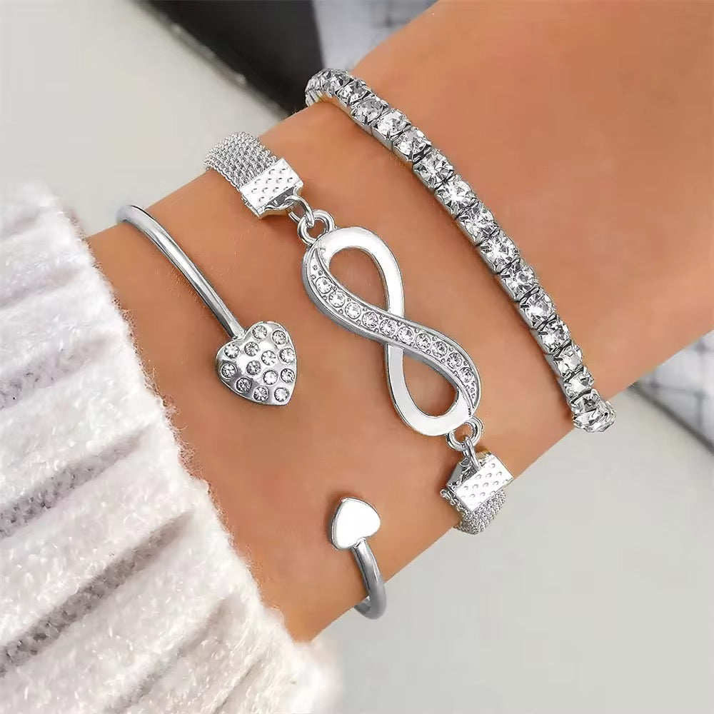 Juwelanda INFINITY HERZGLANZ – 3-teiliges Zirkonia-Armband-Set