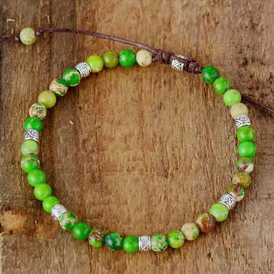 Juwelanda KRAFTQUELLE – Tibetisches Energie-Armband aus echtem Emperor Stone Grün