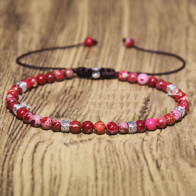 Juwelanda KRAFTQUELLE – Tibetisches Energie-Armband aus echtem Emperor Stone Rot 