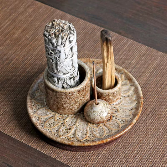 Keramik Räucherschale für Weißer Salbei & Palo Santo