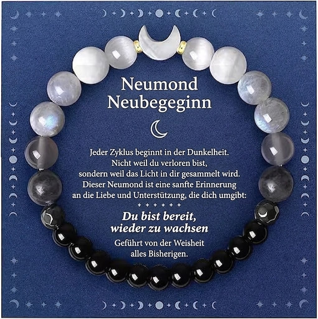 Mehrfarbiges Natursteinarmband in Schwarz, Grau und Weiß