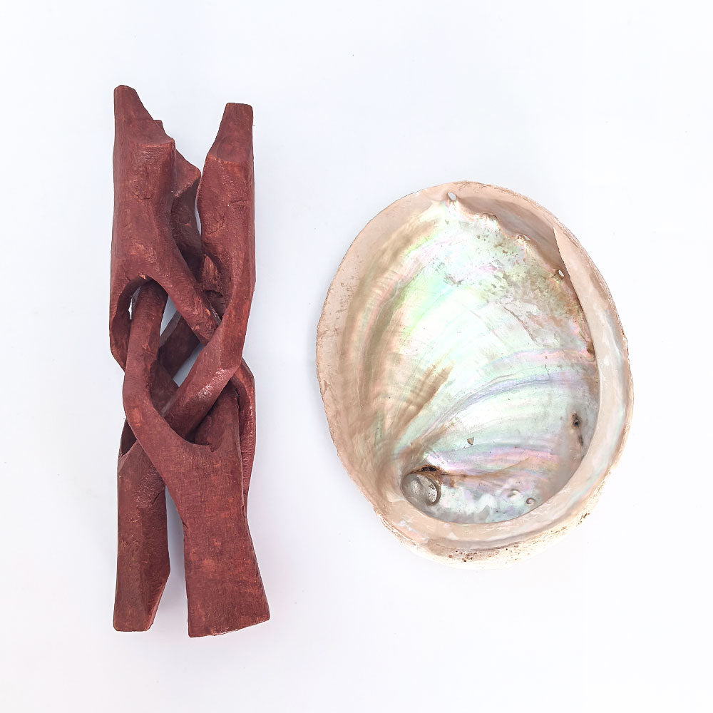 Räucher-Set mit Weißem Salbei, Palo Santo, Abalone-Schale & Holzständer – traditionelles Räucherwerk