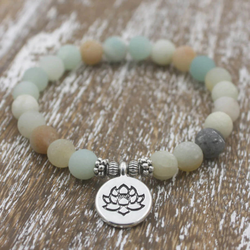 Amazonit Armband - OHM Mantra - Lotus Blume - Juwelanda