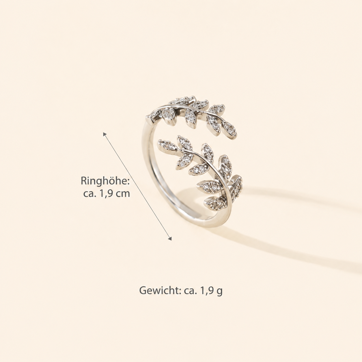 Maße und Gewicht des VICTORIA Olivenzweig-Rings