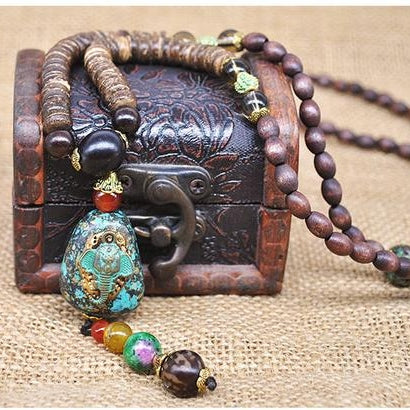 GRÜNER ELEFANT - handgemachte Boho Halskette Nepal - Juwelanda