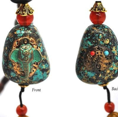 GRÜNER ELEFANT - handgemachte Boho Halskette Nepal - Juwelanda