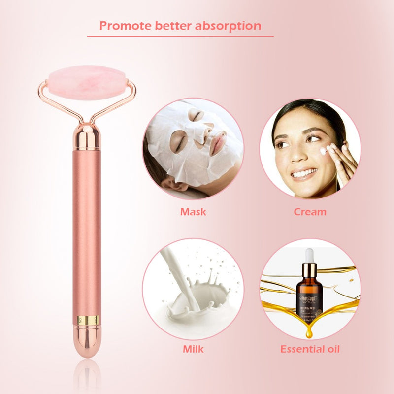 2 in 1 Vibrations-Gesichts-Jade-Roller Set - Juwelanda