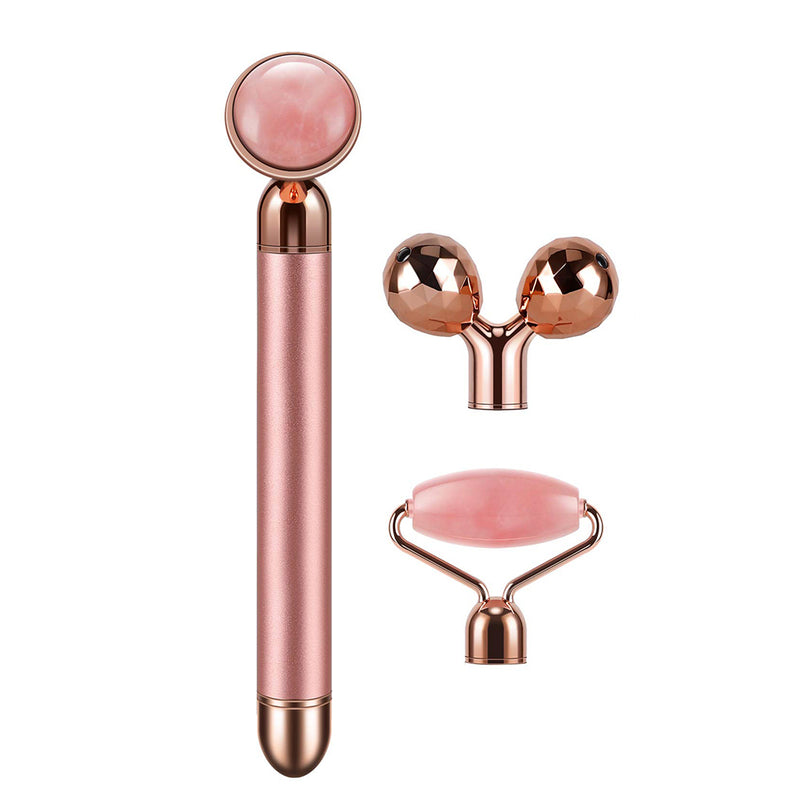 3 in 1 Vibrations-Gesichts-Jade-Roller Set - Juwelanda