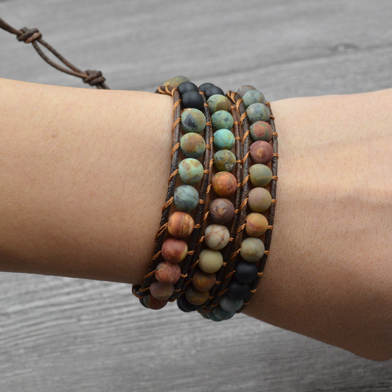 HARMONIE - Boho Wickelarmband aus Natursteinen - Juwelanda