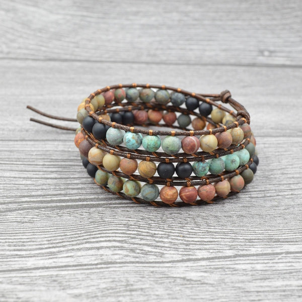 HARMONIE - Boho Wickelarmband aus Natursteinen - Juwelanda