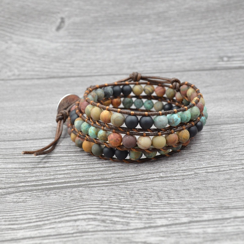 HARMONIE - Boho Wickelarmband aus Natursteinen - Juwelanda