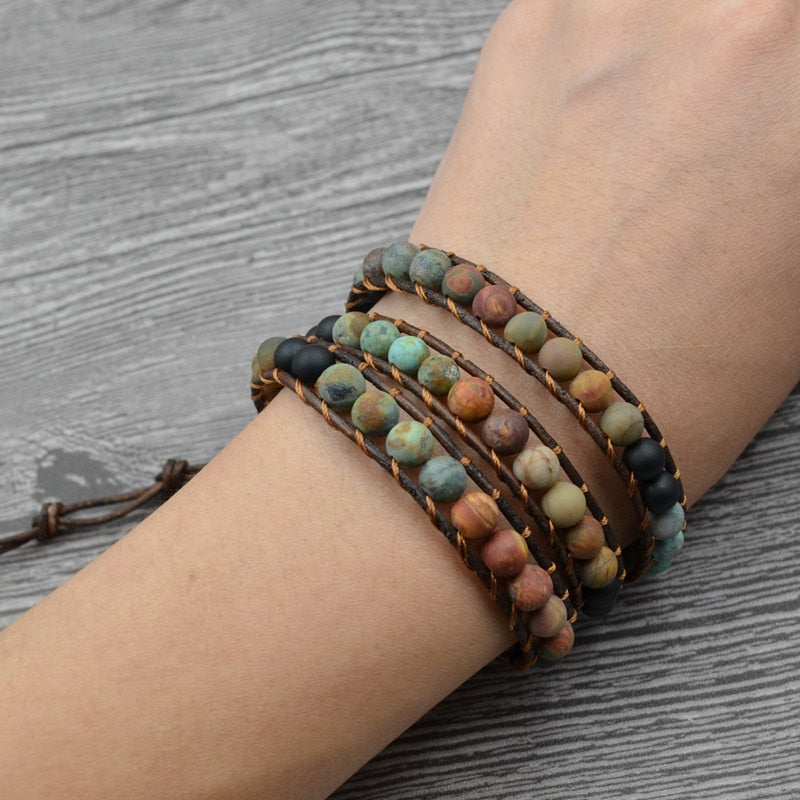 HARMONIE - Boho Wickelarmband aus Natursteinen - Juwelanda