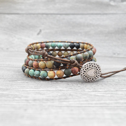 HARMONIE Jaspis-Wickelarmband im Boho-Stil