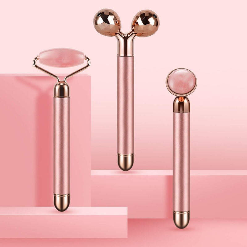 3 in 1 Vibrations-Gesichts-Jade-Roller Set - Juwelanda
