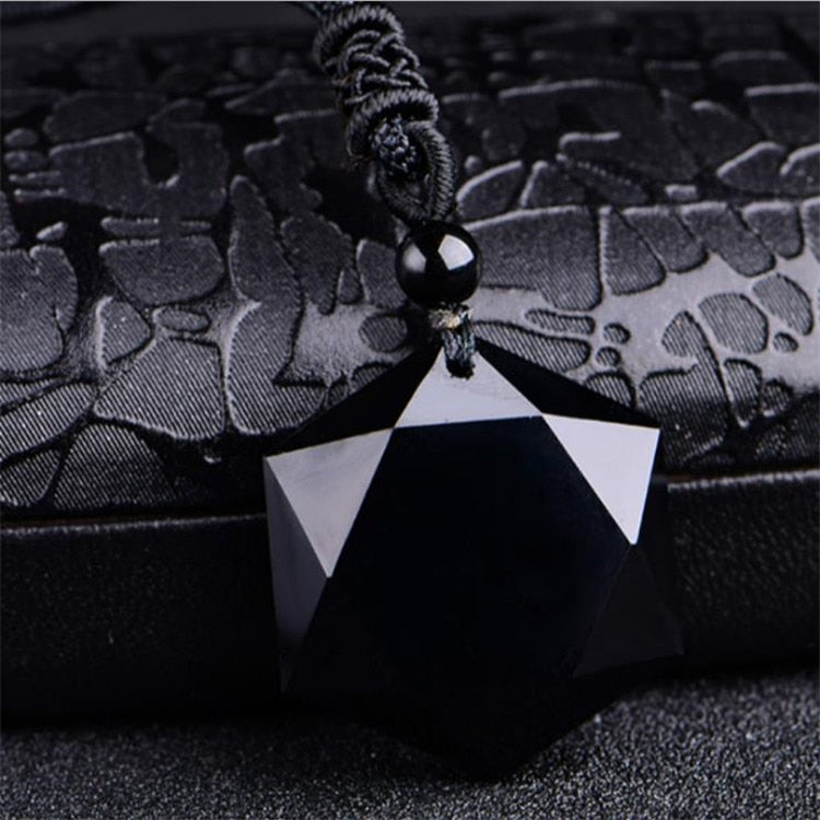 Premium-Talisman aus schwarzem Obsidian mit Hexagramm