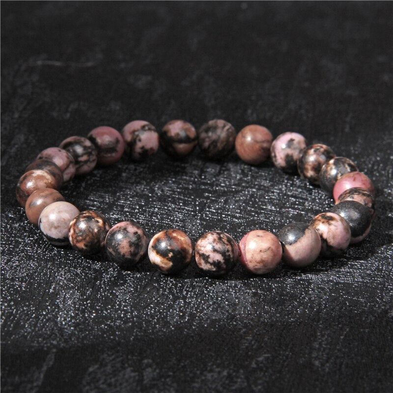 Dreifach-Armband "Vertrauen in die Liebe" aus Rosenquarz, Rhodonit und Onyx - Juwelanda