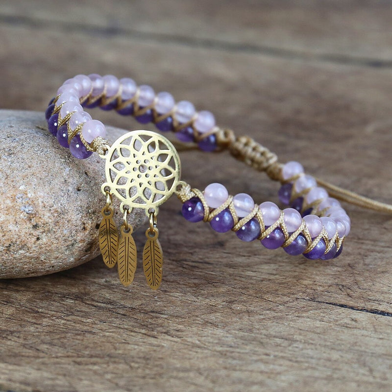 TRAUMFÄNGER Armband - Amethyst - Rosenquarz - Juwelanda